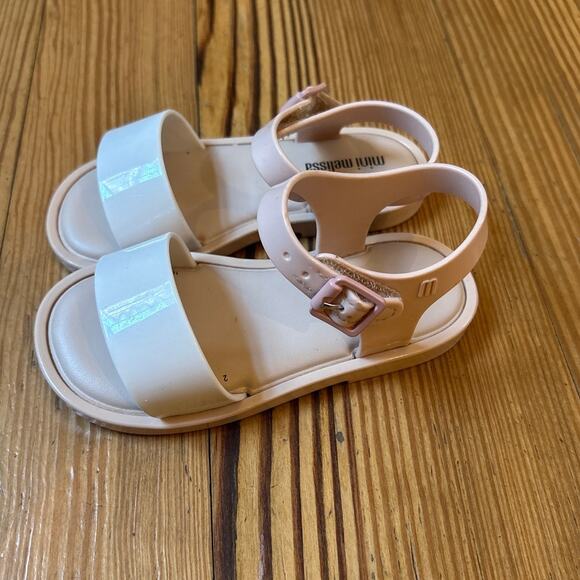 Mini Melissa light pink white double strap jelly toddler sandals SIZE 8 - Picture 1 of 5